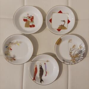 Noritake Okura Art China Festivals of Japan 4.25" Fine Porcelain Plates Set of 5